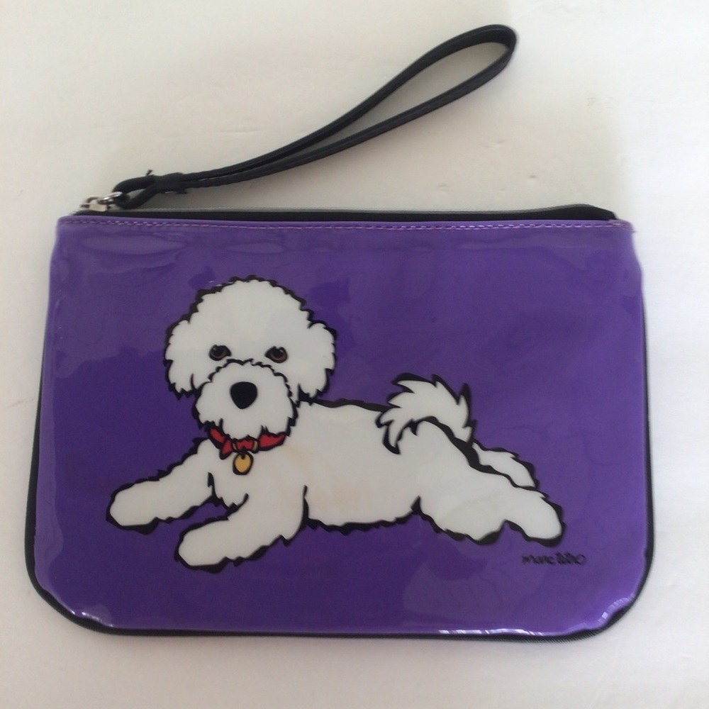 MARC TETRO PURPLE BICHON FRISE WRISTLET CLUTCH